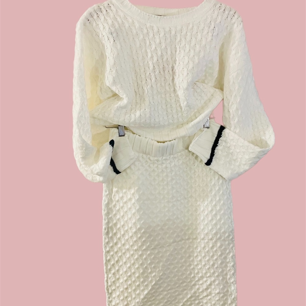 Shein off white knit skirt set.
